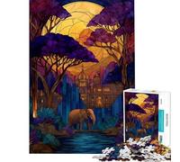 Adult Jigsaw Puzzle1000 Pieces Elephant And Castle Stained Glass Art Puzzles for Adults Hands-on Game Wall Art Deal As Gifts for The Whole Family (Size 75x50cm)