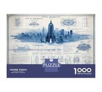 Adult Jigsaw Puzzle1000 Pieces Empire State Building Blueprint Jigsaw for Adults Toy Wall Decor Enhance Memory Unique Birthday And Gifts 38x26cm/1000pcs