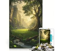 Adult Jigsaw Puzzle1000 Pieces Enchanted Forest Landscape with Stream, Educational Game, Birthday Present, Suitable for Desktop Decoration 38x26cm