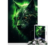 Adult Jigsaw Puzzle1000 Pieces Evil Black Wolf in Green Toy Wall Decor Secret Santa Gifts for Educational Game Help The Brain Exercise Size 38x52cm