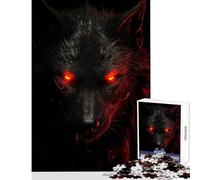 Adult Jigsaw Puzzle1000 Pieces Evil Black Wolf Puzzle For Teenagers Staycation Kill Time for Birthday, Chrismas Birthday Present, Gifts, (38x26cm)