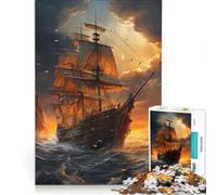 Adult Jigsaw Puzzle1000 Pieces Fantasy Pirate Ship, Educational Games, Fun at Home Activities, Every Piece Is Unique 38x26cm