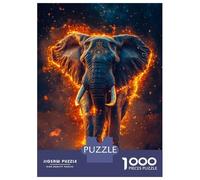 Adult Jigsaw Puzzle1000 Pieces Fiery Elephant Puzzles for Adults Relaxing Games Staycation Kill Time for Birthday, Chrismas 38x26cm/1000pcs