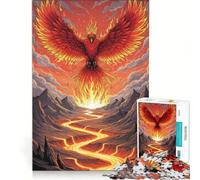 Adult Jigsaw Puzzle1000 Pieces Fiery Phoenix Rising Above Lava River, Educational Game, Home Decoration, Enhance Love between Couples 38x26cm