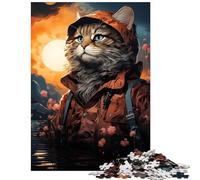 Adult Jigsaw Puzzle1000 Pieces Fisherman Cat on A Lake Challenging To Complete Difficult Hard Family Game for 14+ Puzzle Game Offered (38x52cm)