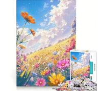 Adult Jigsaw Puzzle1000 Pieces Flower Fields Sunny Day, Impossible Game, Improve Memory, with Fully Interlocking Randomly Shaped Pieces 38X52CM
