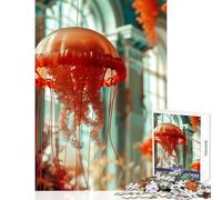 Adult Jigsaw Puzzle1000 Pieces Flying Jelly Fish Flowers Educational Toy Great Gift for Games Relax Games with Matching Poster And Trivia Sheet size 38x52cm