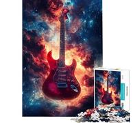 Adult Jigsaw Puzzle1000 Pieces Galactic Guitar Glow Puzzle For Teenagers Staycation Kill Time for Birthday, Chrismas Birthday Present, Gifts, (Size 38x52cm)