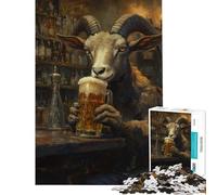 Adult Jigsaw Puzzle1000 Pieces Goat's Brew at Bar Jigsaw Puzzle Hands-on Game Difficult Challenge Deal As Gifts for The Whole Family (size 38x26cm)