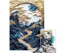Adult Jigsaw Puzzle1000 Pieces Gold Blue Mountain Landscape Jigsaw Puzzle Hands-on Game Difficult Challenge Deal As Gifts for The Whole Family (size 50x75cm)