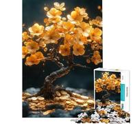 Adult Jigsaw Puzzle1000 Pieces Golden Blossom Tree with Coins Fun at Home Activities, Difficult Challenge Home Decoration Toys for Ages 14 And over (38x26cm)
