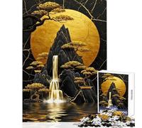 Adult Jigsaw Puzzle1000 Pieces Golden Waterfall And Bonsai Trees Practical Game for The Whole Family Home Decoration Toys Train Your Brain And Hands (38X52CM)