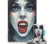 Adult Jigsaw Puzzle1000 Pieces Gothic Vampire Woman, Impossible Game, Improve Memory, with Fully Interlocking Randomly Shaped Pieces 38X26CM