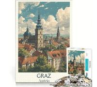 Adult Jigsaw Puzzle1000 Pieces Graz Austria Vintage, Relax Games, Fun at Home Activities, Enhance Love between Couples 38x52cm