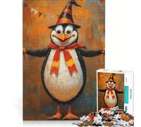 Adult Jigsaw Puzzle1000 Pieces Halloween Penguin, Impossible Game, Improve Memory, with Fully Interlocking Randomly Shaped Pieces 50X75CM