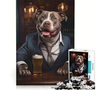 Adult Jigsaw Puzzle1000 Pieces Happy XL Bully in The Pub, Impossible Game, Improve Memory, with Fully Interlocking Randomly Shaped Pieces 38X26CM