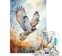 Adult Jigsaw Puzzle1000 Pieces Hawk in Flight Watercolor Difficult And Challenge Learning Educational Relaxing Games for Age 14+ Game (38x26cm)