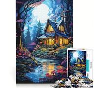 Adult Jigsaw Puzzle1000 Pieces House on The Island, Practical Game, Staycation Kill Time, with Matching Poster And Trivia Sheet (38x26cm)