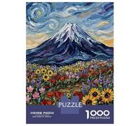 Adult Jigsaw Puzzle1000 Pieces Impressionist Mountain Landscape with Flowers Adult Jigsaw Puzzle Brain Teaser Game But Fun And Humorous Deal As Gifts for The Whole Family 38x26cm/1000pcs