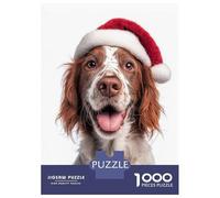 Adult Jigsaw Puzzle1000 Pieces Irish Red And White Setter Dog with Santa Hat Portrait Puzzles for Adults Relaxing Games Staycation Kill Time for Birthday, Chrismas 70x50cm/1000pcs