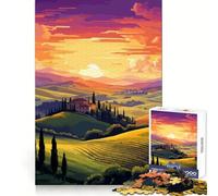 Adult Jigsaw Puzzle1000 Pieces Italian Sunset Fields Clean Cut Piece Mind Exercise Toy Free Time Game Christmas Home Art (50x75cm)
