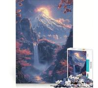 Adult Jigsaw Puzzle1000 Pieces Japanese Moonlit Serenity, Practical Game, Staycation Kill Time, with Matching Poster And Trivia Sheet (38x52cm)
