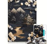 Adult Jigsaw Puzzle1000 Pieces Japanese Papercut Landscape, Practical Game, Staycation Kill Time, with Matching Poster And Trivia Sheet (38x52cm)