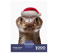 Adult Jigsaw Puzzle1000 Pieces King Cobra with Santa Hat Puzzles for Adults Relaxing Games Staycation Kill Time for Birthday, Chrismas 52x38cm/1000pcs