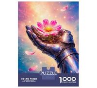 Adult Jigsaw Puzzle1000 Pieces Knights Hand Holding A Pink Flower Adult Jigsaw Puzzle Brain Teaser Game But Fun And Humorous Deal As Gifts for The Whole Family 52x38cm/1000pcs