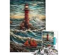 Adult Jigsaw Puzzle1000 Pieces Lighthouse Paper Quilling Puzzles for Adults Hands-on Game Wall Art Deal As Gifts for The Whole Family (Size 75x50cm)
