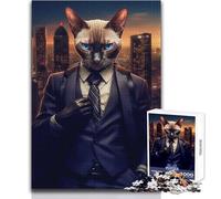 Adult Jigsaw Puzzle1000 Pieces Mafia Siamese Cat Perfect for Calm Leisure Hours High Grade Precise Cut Play Toy Size 38x26cm