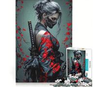 Adult Jigsaw Puzzle1000 Pieces Masked Ninja Woman with Katanas Impossible Game Improve Memory with Fully Interlocking Randomly Shaped Pieces 50x75cm