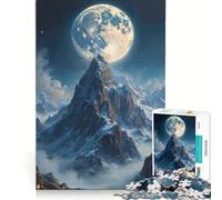 Adult Jigsaw Puzzle1000 Pieces Moonlit Mountain Peak Impossible Game Improve Memory with Fully Interlocking Randomly Shaped Pieces 50x75cm