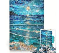 Adult Jigsaw Puzzle1000 Pieces Moonlit Ocean Mosaic Art Impossible Game Improve Memory with Fully Interlocking Randomly Shaped Pieces 38x26cm
