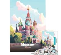 Adult Jigsaw Puzzle1000 Pieces Moscow, Russia︰ St. Basil's Cathedral Illustration for Educational Game Challenge Toy Relax Games Stress Reliever Birthday Gifts (Size 38x52cm)
