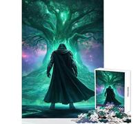Adult Jigsaw Puzzle1000 Pieces Mysterious Warrior Before Glowing Tree Practical Game for The Whole Family Home Decoration Toys Train Your Brain And Hands (38X26CM)