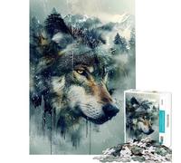 Adult Jigsaw Puzzle1000 Pieces Mystic Wolf in Wilderness Puzzles for Adults Hands-on Game Wall Art Deal As Gifts for The Whole Family (Size 75x50cm)