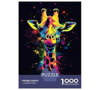 Adult Jigsaw Puzzle1000 Pieces Neon Giraffe Art Puzzles for Adults Relaxing Games Staycation Kill Time for Birthday, Chrismas 70x50cm/1000pcs