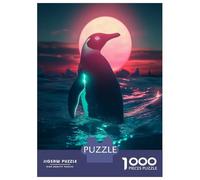 Adult Jigsaw Puzzle1000 Pieces Neon Penguin Sunset Puzzles for Adults Relaxing Games Staycation Kill Time for Birthday, Chrismas 52x38cm/1000pcs
