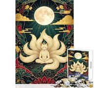 Adult Jigsaw Puzzle1000 Pieces Nine-tailed Fox Meditation Under The Moon Educational Games A Work of Art Home Decoration Toys Train Your Brain And Hands (50X75CM)