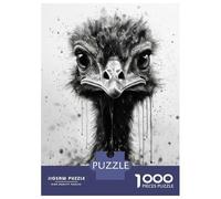 Adult Jigsaw Puzzle1000 Pieces Ostrich Beauty Black Ink Puzzles for Adults Relaxing Games Staycation Kill Time for Birthday, Chrismas 38x26cm/1000pcs