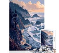 Adult Jigsaw Puzzle1000 Pieces Pacific Cliffs Pixel Art Puzzles for Teenagers Enhance Memory Every Piece Is Unique - Challenging Family Fun Game (50x75cm)