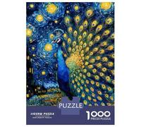 Adult Jigsaw Puzzle1000 Pieces Peacock Under Starry Night Adult Puzzles Relaxing Games Hand Speed Race Deal As Gifts for The Whole Family 52x38cm/1000pcs