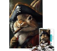 Adult Jigsaw Puzzle1000 Pieces Pirate Bunny Smoke Jigsaw Puzzle Hands-on Game Difficult Challenge Deal As Gifts for The Whole Family (size 50x75cm)
