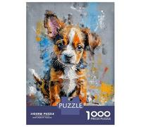 Adult Jigsaw Puzzle1000 Pieces Puppy Portrait in Abstract Style Puzzles for Adults Relaxing Games Staycation Kill Time for Birthday, Chrismas 38x26cm/1000pcs