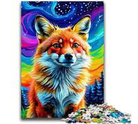Adult Jigsaw Puzzle1000 Pieces Red Fox Under A Rainbow Sky Difficult Challenge for Educational Game Secret Santa Gifts 38x26cm