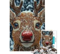 Adult Jigsaw Puzzle1000 Pieces Reindeer in Snow Christmast Jigsaw Puzzle Hands-on Game Difficult Challenge Deal As Gifts for The Whole Family (size 38x52cm)