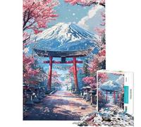 Adult Jigsaw Puzzle1000 Pieces Sacred Sakura Path to Fuji Jigsaw Puzzle Hands-on Game Difficult Challenge Deal As Gifts for The Whole Family (size 38x26cm)
