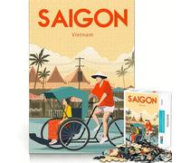Adult Jigsaw Puzzle1000 Pieces Saigon Vietnam Travel Poster Exact Cut Art Brain Activity Fun Relax Time Game Christmas Home Art (38x52cm)