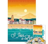 Adult Jigsaw Puzzle1000 Pieces Saint Jean De Luz Poster for Educational Game Challenge Toy Relax Games Stress Reliever Birthday Gifts (Size 38x26cm)